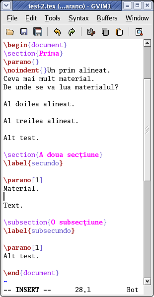 The second LaTeX file in Vim