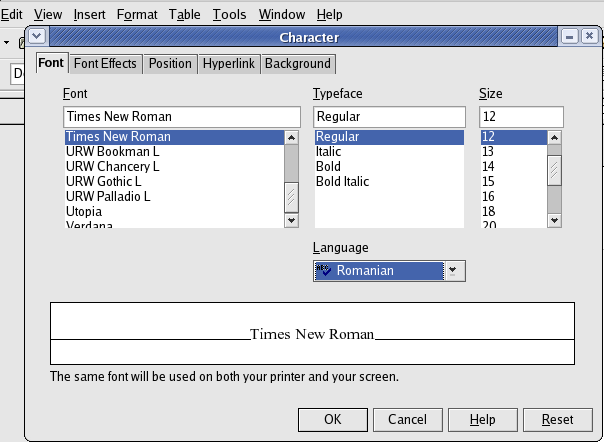 Character Language option